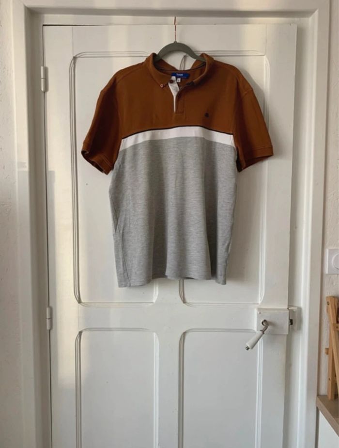 Polo bi-color marron/gris homme - Taille XL Jules