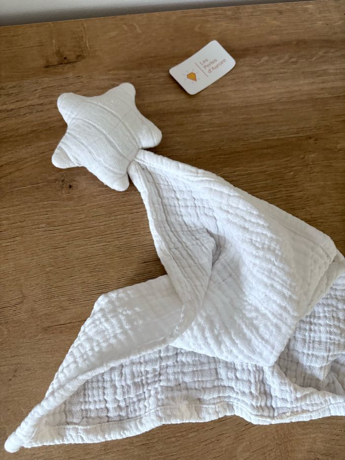 Doudou plat lange blanc etoile - photo numéro 4