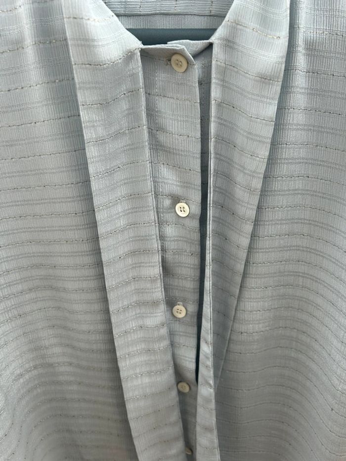 Chemisier manches longues vintage bleu clair avec noeud - taille 3 40/42 made in France - photo numéro 4