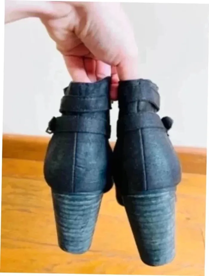 Sublime bottines chaussure à talon taille 40 neuf noir en cuir à bout rond new look shoes - photo numéro 4