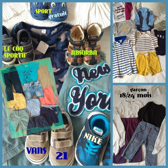 Lots vêtements garçon 90/92cm/18/24 + 6 paires de chaussures t:21