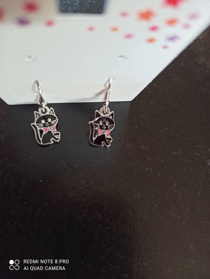 Paire boucle d'oreille chat