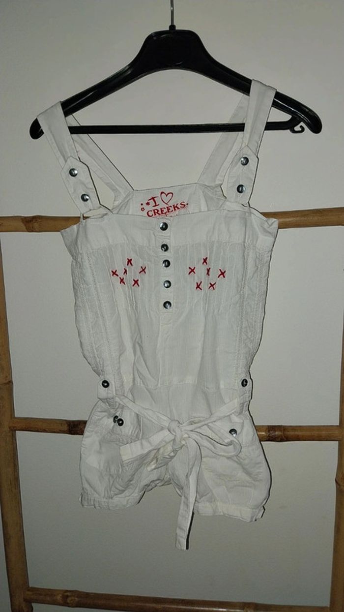 Combishort/ Salopette Creeks blanche état neuf Taille 4 ans