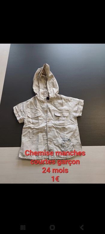 Chemise manches courtes garçon 24mois