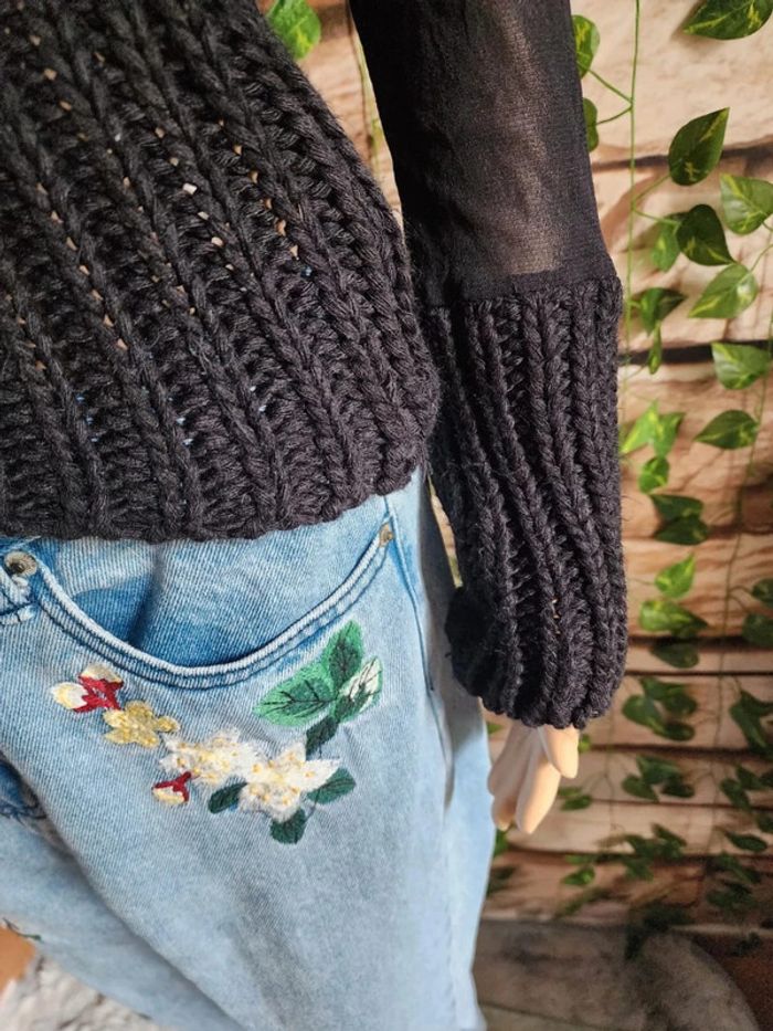 🌸Pull noir col roulé manches transparentes Taille 34/36🌸 - photo numéro 3