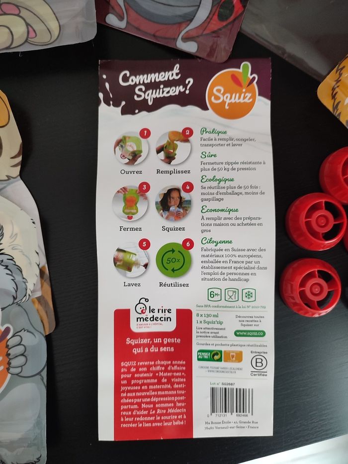 Lot de 9 gourdes réutilisables SQUIZ avec pochette - État Neuf
- photo numéro 8