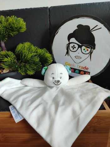 doudou plat Musti mustela blanc ours bleu vert tournesol avocat feuille fougère