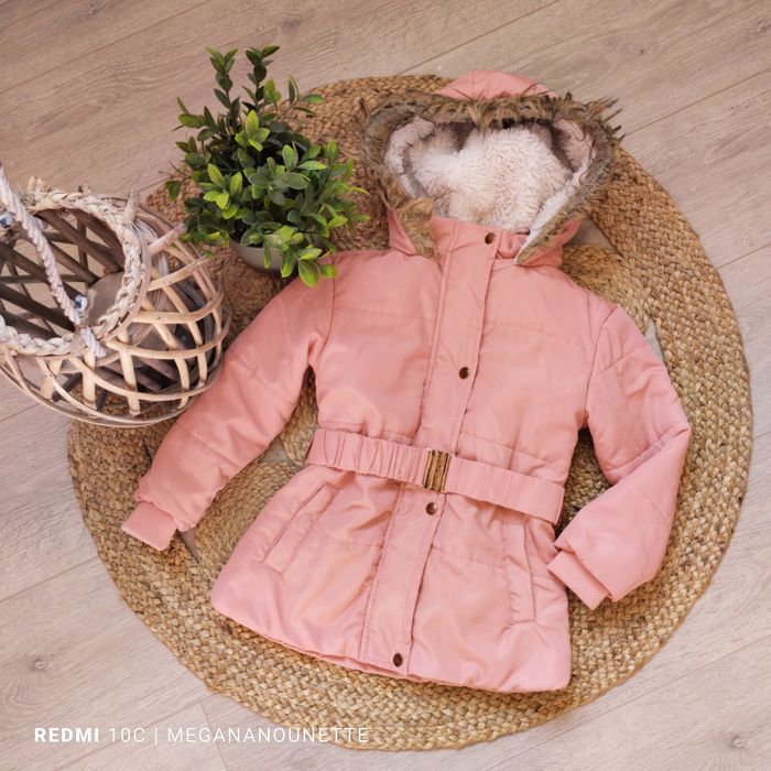 🌸 Parka Doudoune Rose Poudré – Taille 4 Ans / 104 cm – Très Bon État