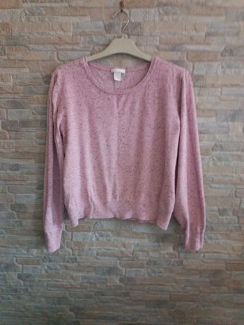 Pull crop top rose chiné H&M 40