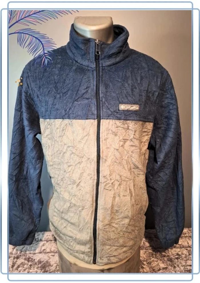 polaire full zip columbia bleu et gris homme - taille L (274)