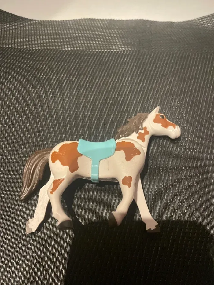 Playmobil figurine cheval blanc tacheté marron western écurie centre équestre équitation - photo numéro 3