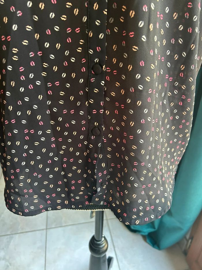 Haut blouse noir fluide col Claudine rose tunique pimkie - taille s - photo numéro 5