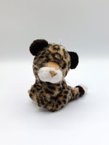 Petite peluche léopard guépard beige marron noir NOUNOURS doudou vintage 16 cm