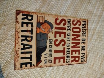 plaque publicitaire motif sieste retraite neuf