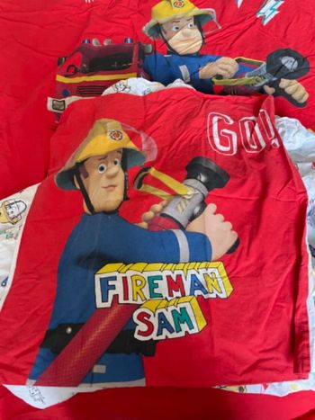 Sam le pompier Housse de couette et drap housse et taie d’oreiller