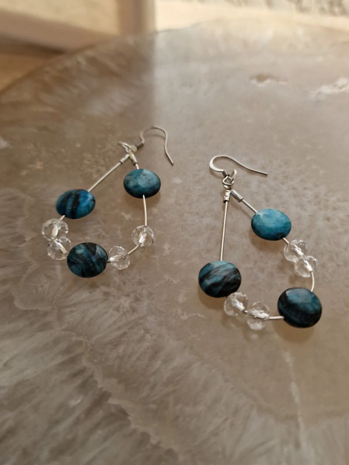 Boucles D'oreilles Apatite Cristal Acier - photo numéro 16