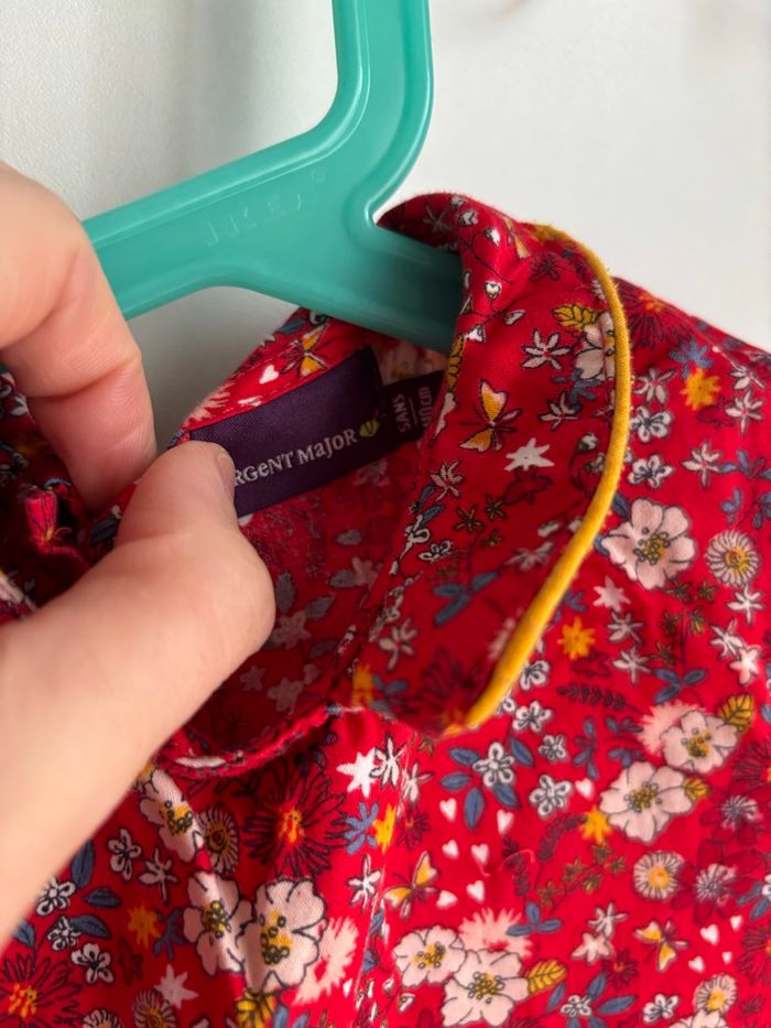 Blouse imprimé fleuri rouge sergent major fille 5 ans - photo numéro 2