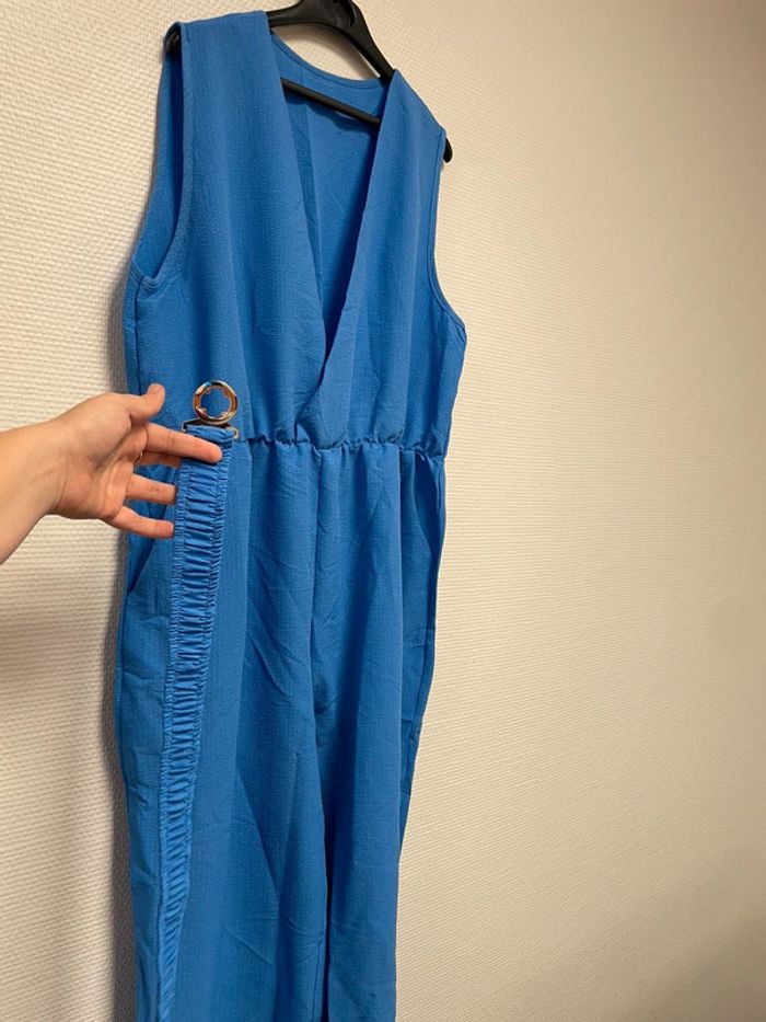 combi pantalon bleu taille xxl neuve ceinturé - photo numéro 4