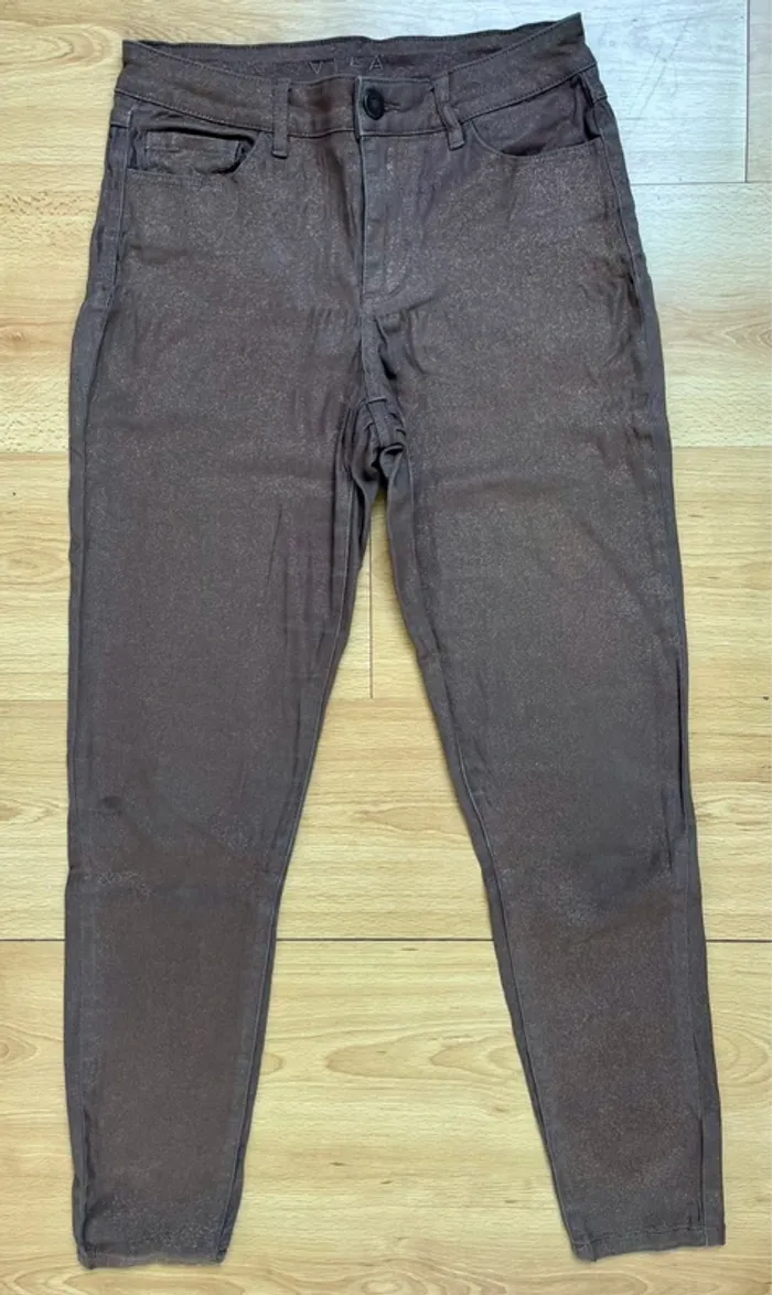Pantalon marron pailleté - photo numéro 4
