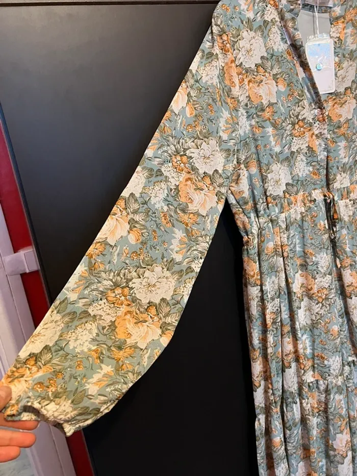 Robe imprimée bleue et orange neuve L/XL - photo numéro 6