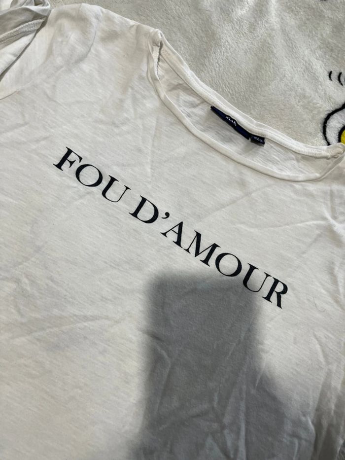 T shirt blanc crème Kiabi - photo numéro 2