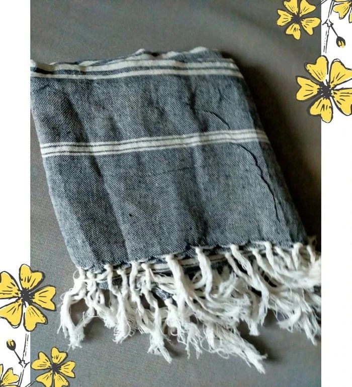 Fouta rayée noir et blanc – 100% coton - photo numéro 2