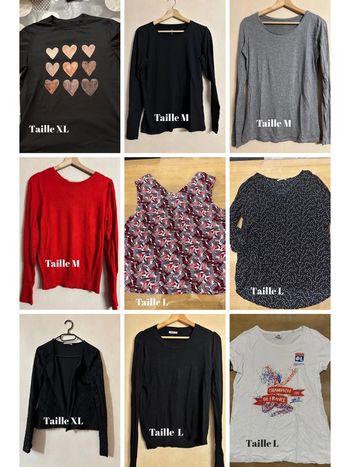 Lot 9 Hauts toute marque et taille