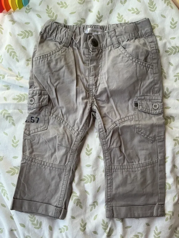 pantalon léger gris poches cotés lulu castagnette 12 mois - photo numéro 3