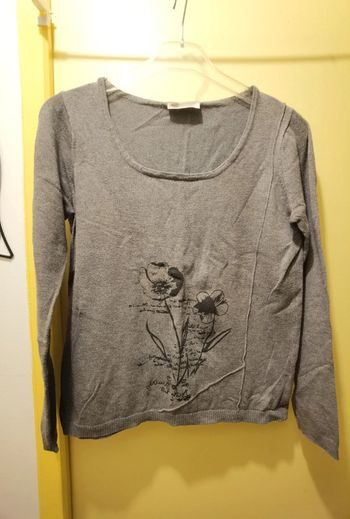 Pull gris motif fleur KIABI