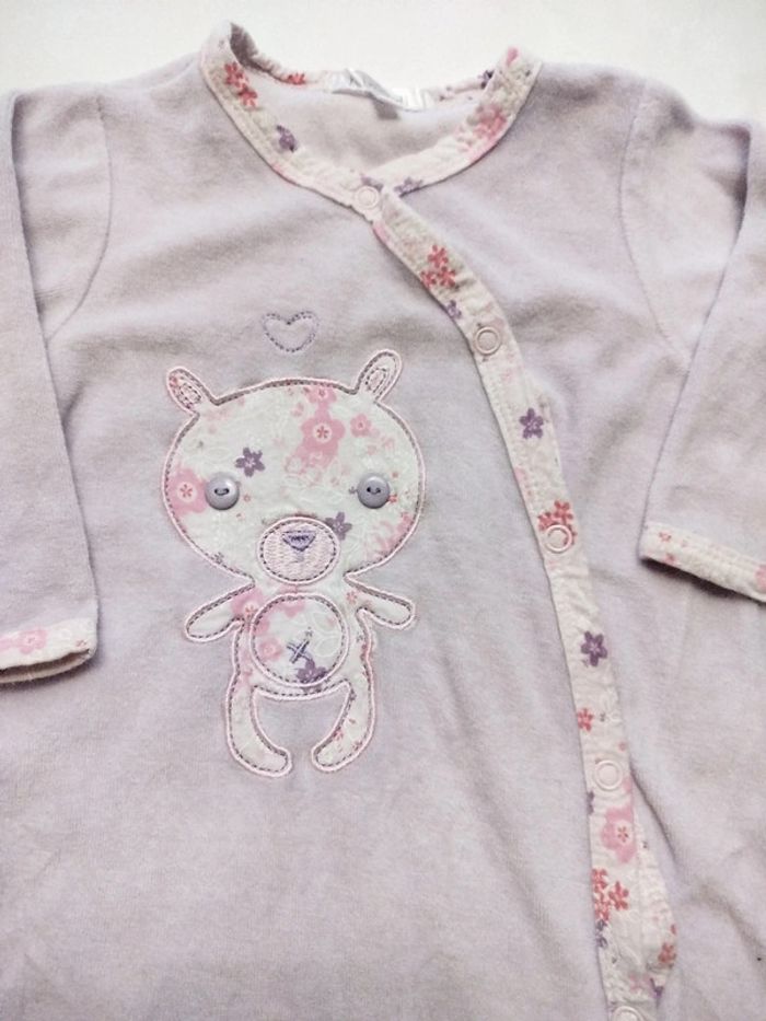 Pyjama velours ouverture sur le devant fille 12 mois - photo numéro 2