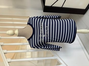 Blouse manches 3/4 Jennyfer So Romantic Paris à rayures blanches et bleues marines
