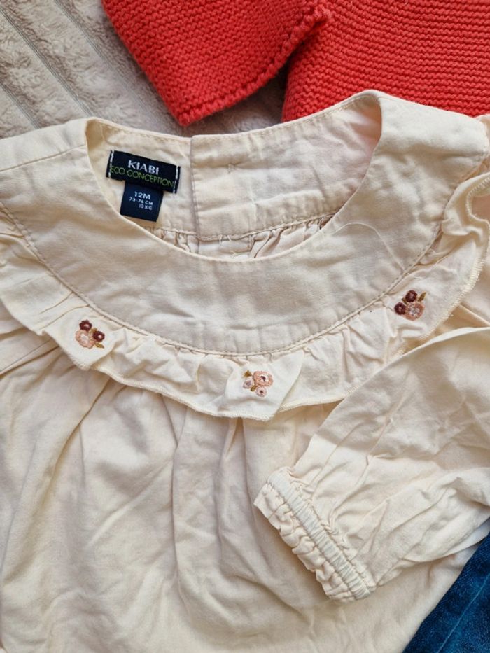 Ensemble blouse gilet jean bébé fille 12 mois kiabi - photo numéro 2