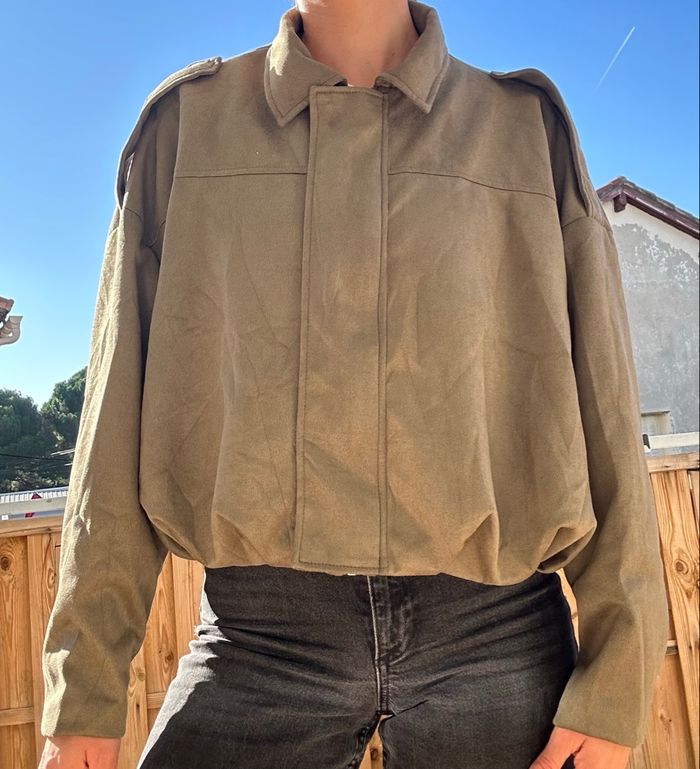 Veste over size kaki fermeture éclair taille S - photo numéro 3