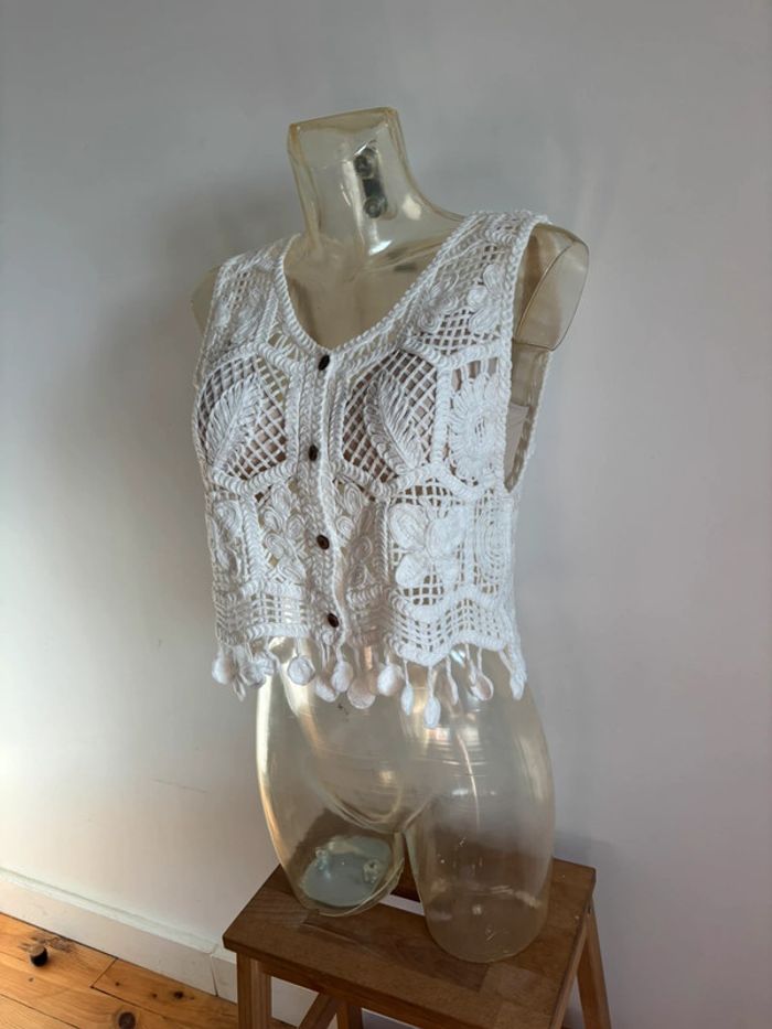 Haut crochet neuf blanc taille unique - photo numéro 2
