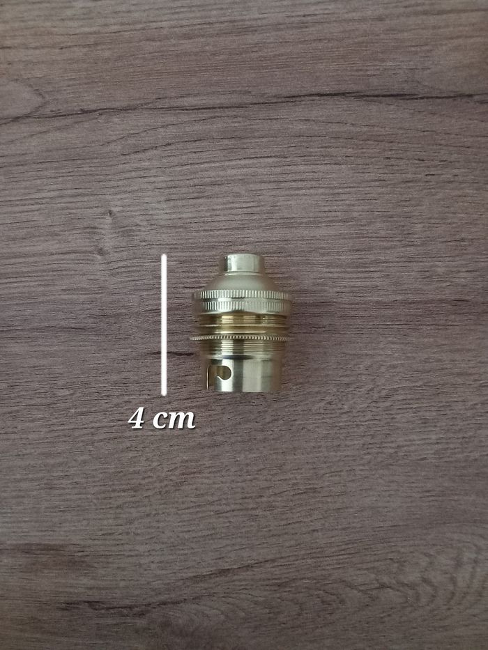 Douille B22 ancienne en laiton et céramique / bague Abat-jour. - photo numéro 5