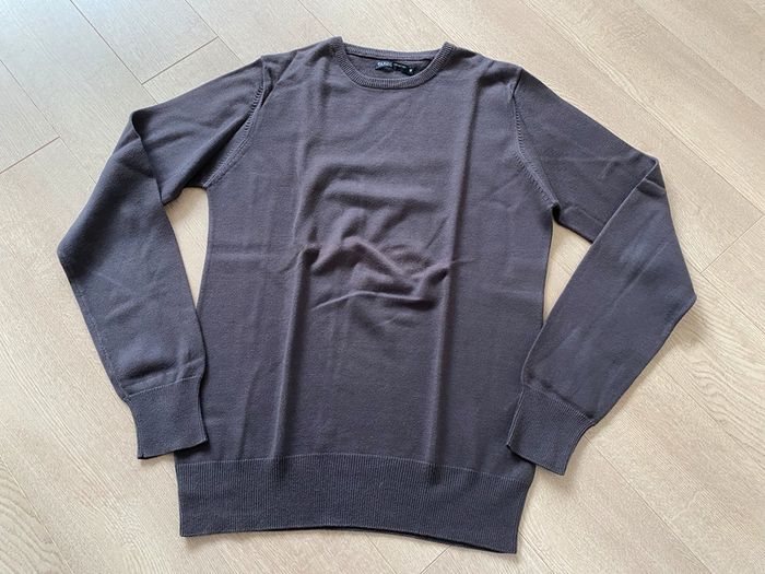 Pull col rond marron Jules