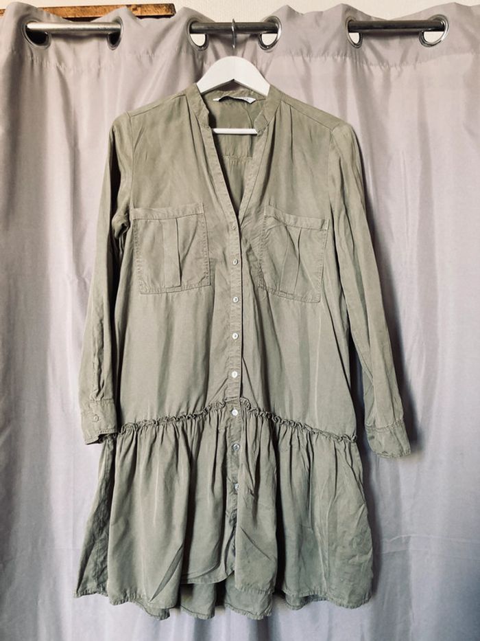 Robe ample kaki Zara S lyocell
