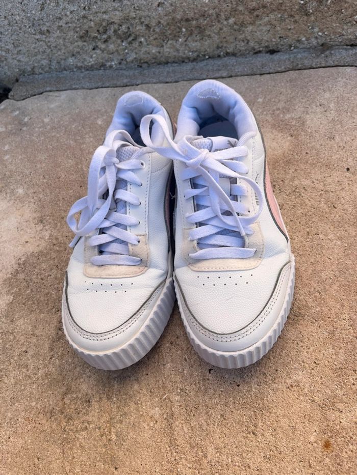 Basket puma rose blanches et beige - photo numéro 2