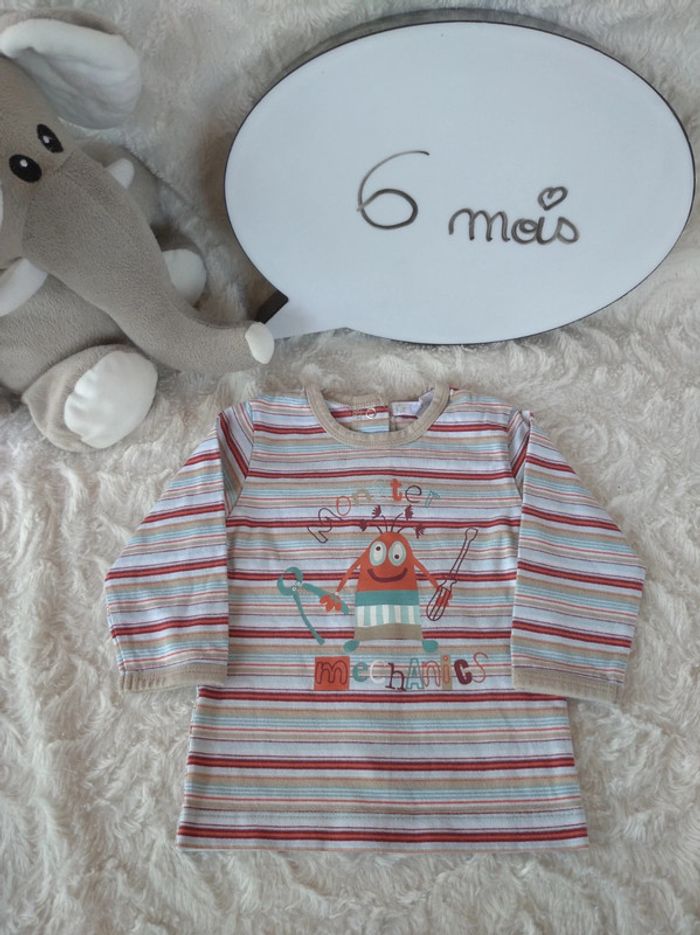 Tee shirt chemise manches longues Garçon 6 mois Monstre Monster mecanics Kitchoun