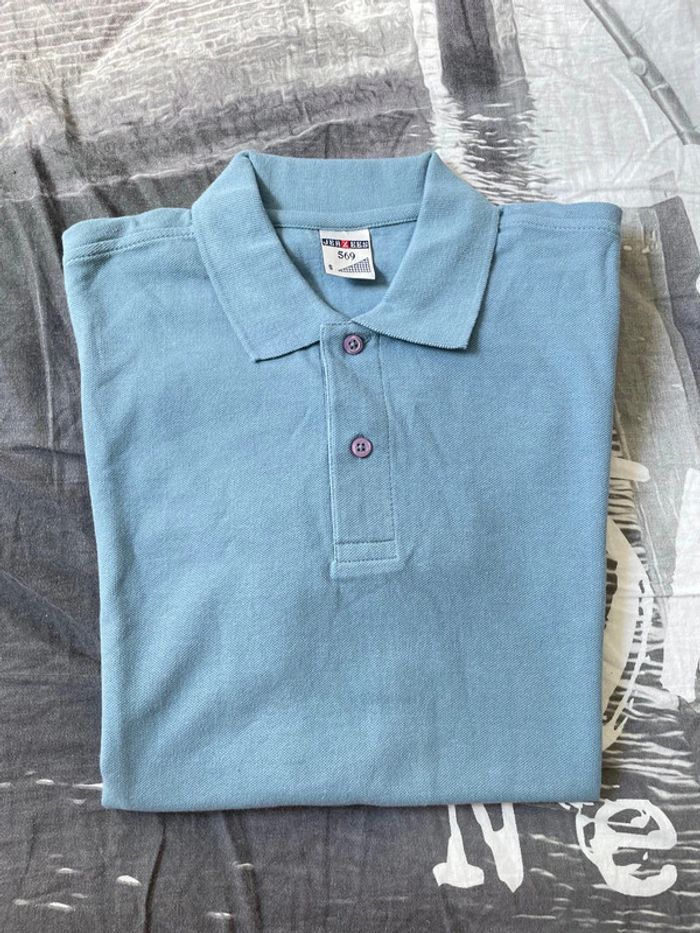 Polo neuf bleu/gris taille S 100% coton jetées