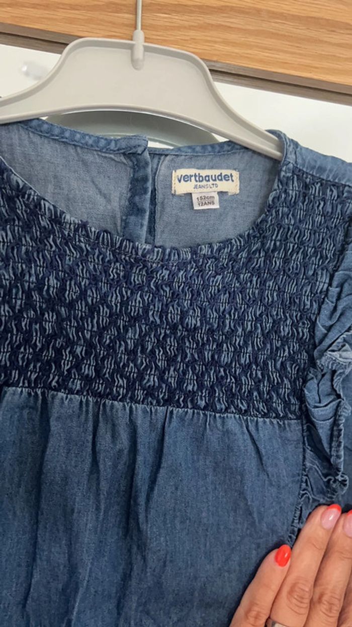 Robe jean 12 ans Vertbaudet avec broderie sur manche - photo numéro 3