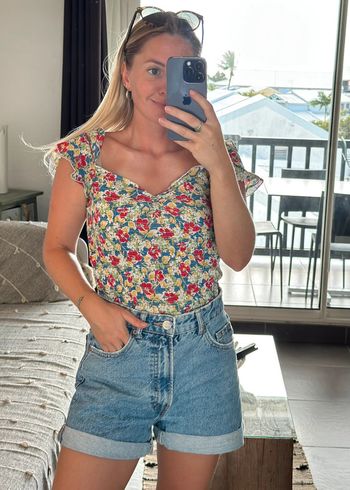 Top fleuri coloré vintage – Taille 36/38