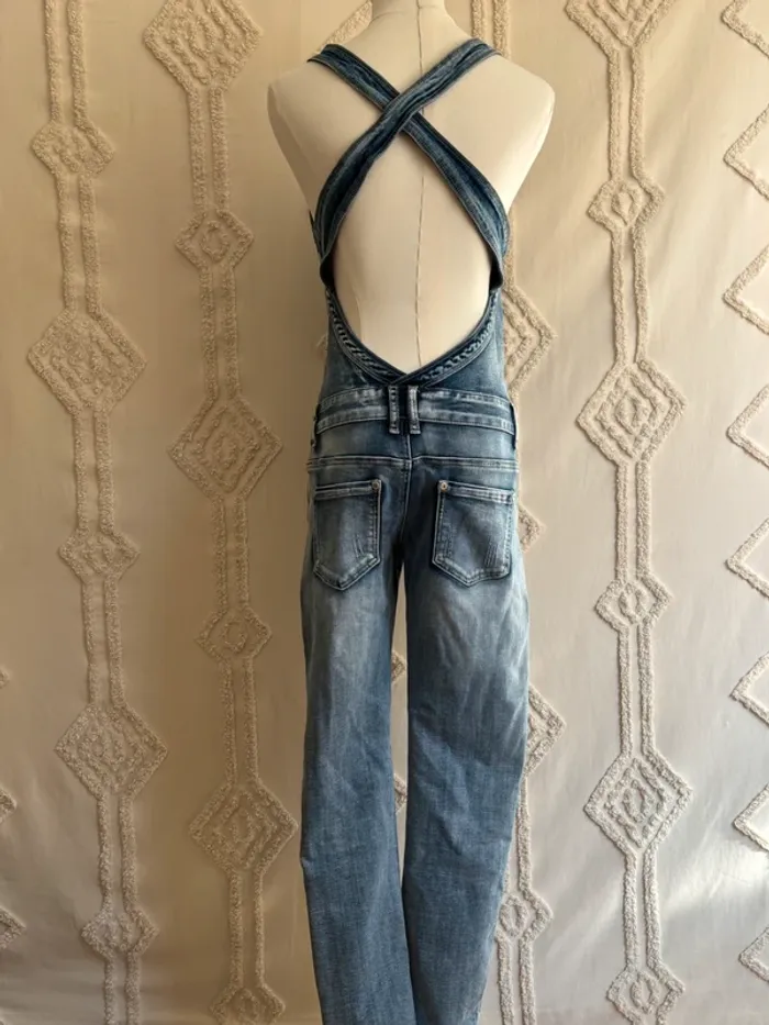 Combinaison en jean vintage années 2000 – Softy Denim – effet corset – coupe droite taille M - photo numéro 3