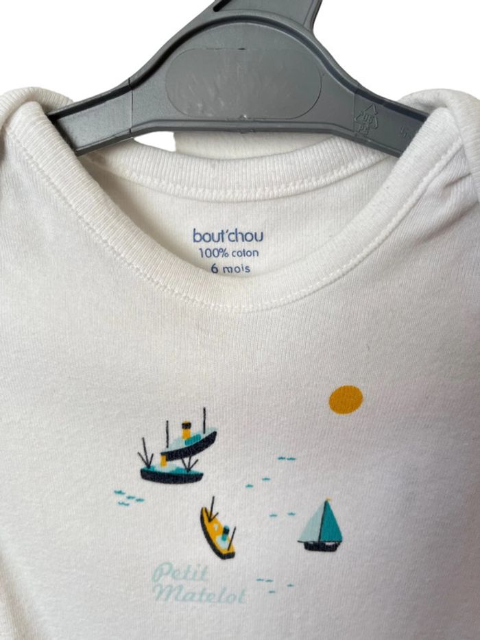 Body manches courtes blanc “Petit matelot” - Bout'chou 6 mois (67cm) - photo numéro 2