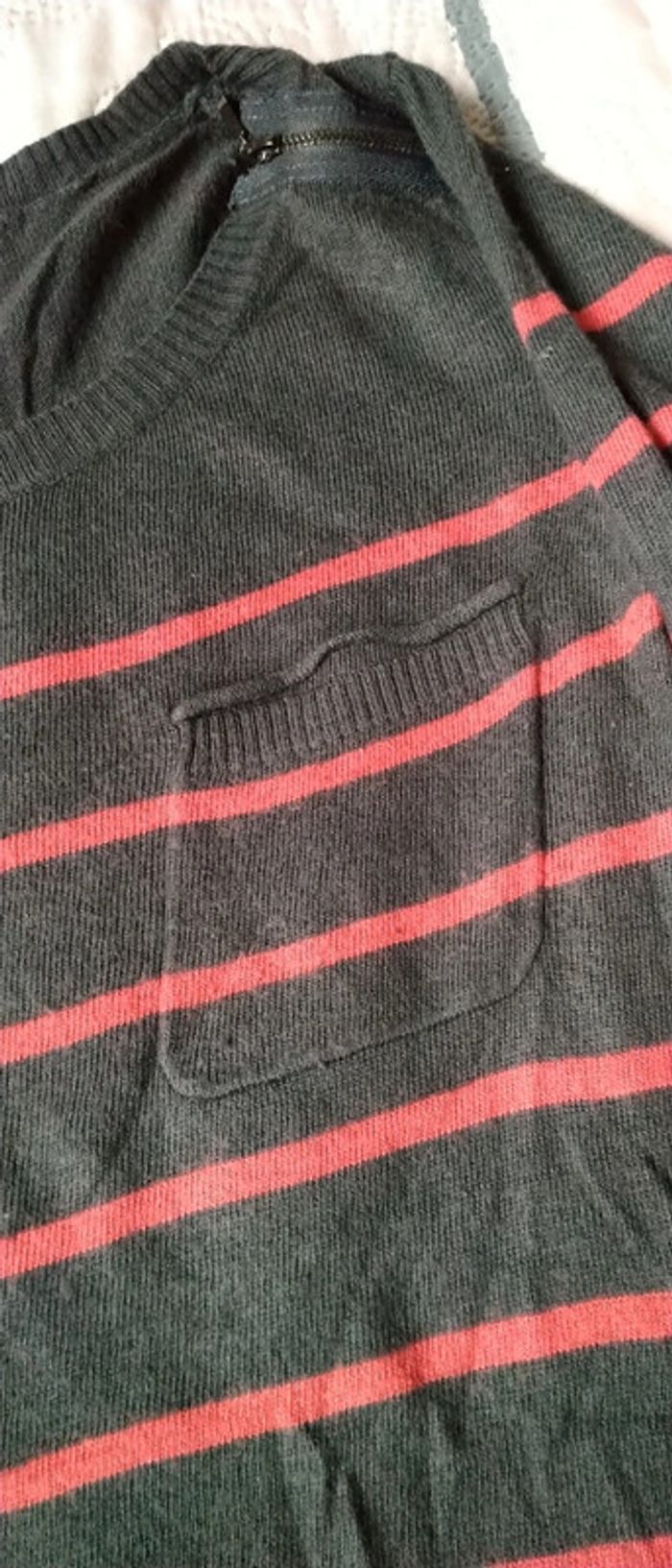 Pull long à rayures avec poche et fermeture éclair gris femme 3 suisses - photo numéro 10