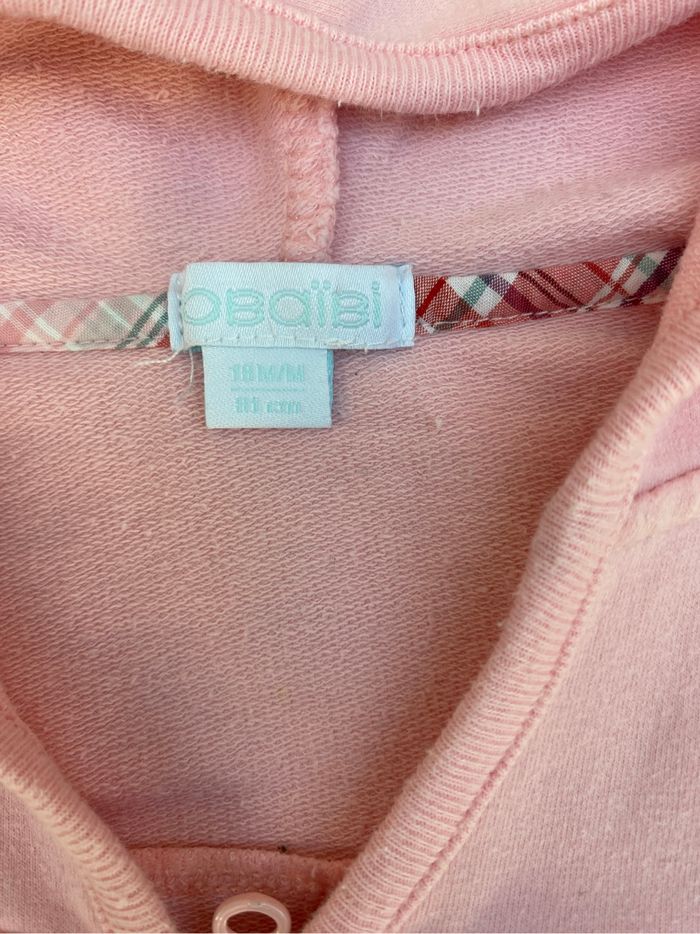 Pull gilet capuche zip fermeture éclair rose fille 18 mois obaïbi - photo numéro 3