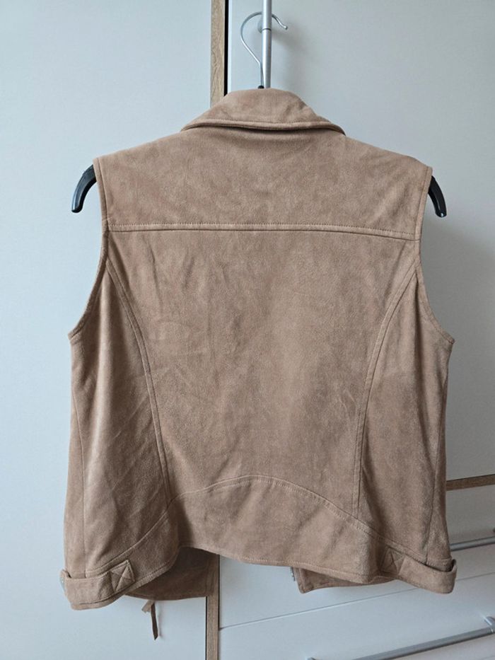 Veste sans manche beige velours - photo numéro 4