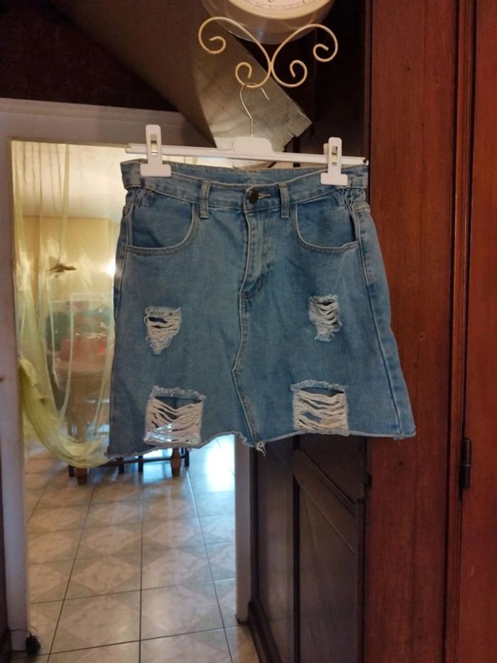 Jupe bleue en jeans déchiré Shein taille S/36