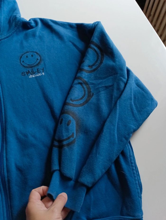 Sweat gilet zippé à capuche homme Smiley Original skateur large taille S - photo numéro 3
