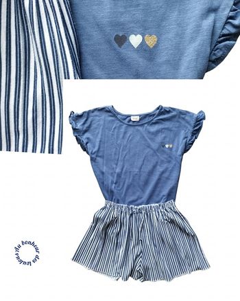 9-10 ans ensemble été teeshirt tape a l'oeil (10 ans)et short Zara (9 ans)